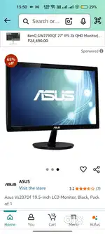 Asus monitor. Only VGA support. New condition.