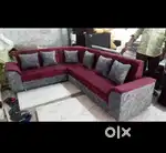 Brand new L shape sofa set red grey combination