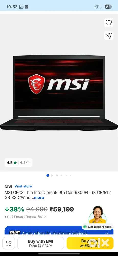 MSI Laptop i5 500 GB Gaming Laptop 2023