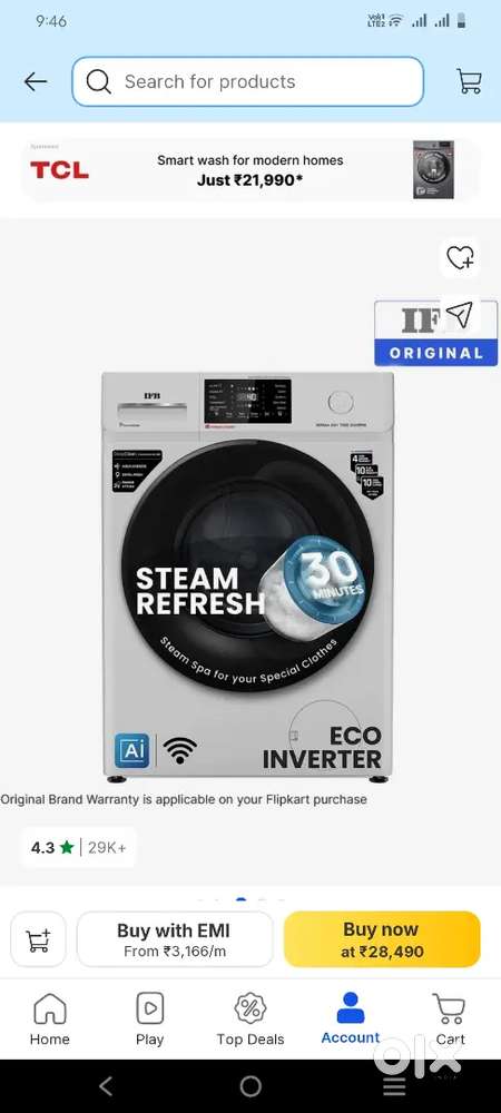 IFB WASHING MACHINE model SERENA 7012