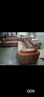 KIT KAT MODEL L SHAPE SOFA SET WITH DIAMOND BUTTON ADJUSTABLE HADRESS