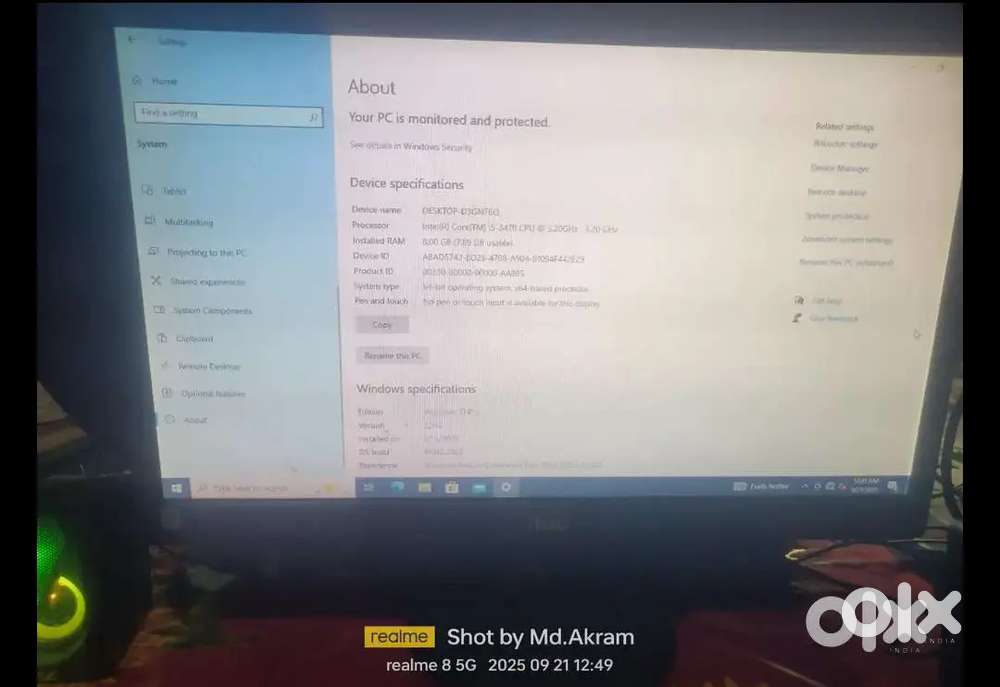 Computer i5 3th generation 8 GB RAM 128gb SSD 19 inches monitor