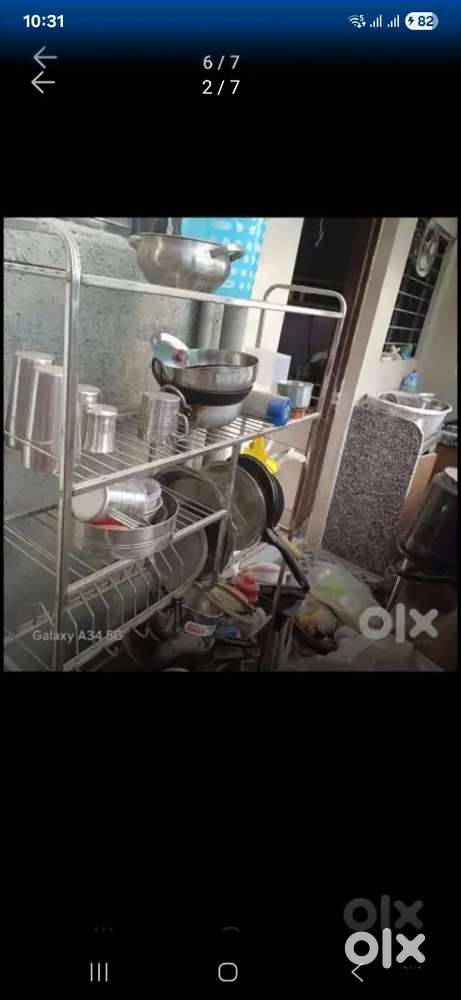 Bartan stand 5 feet of  heavy steel in Good condition
