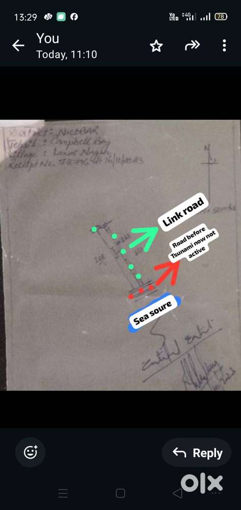 Area 4000sqmt, sea facing, ( 50×80 ) single patta, all documents are c