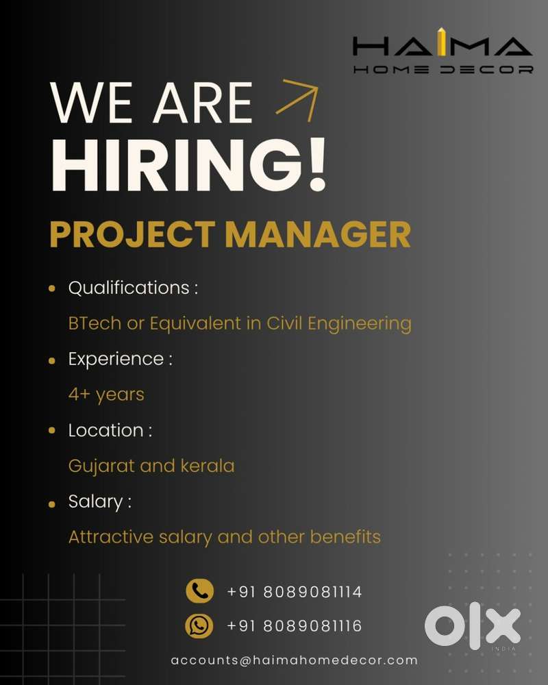 We are hiring Project manager