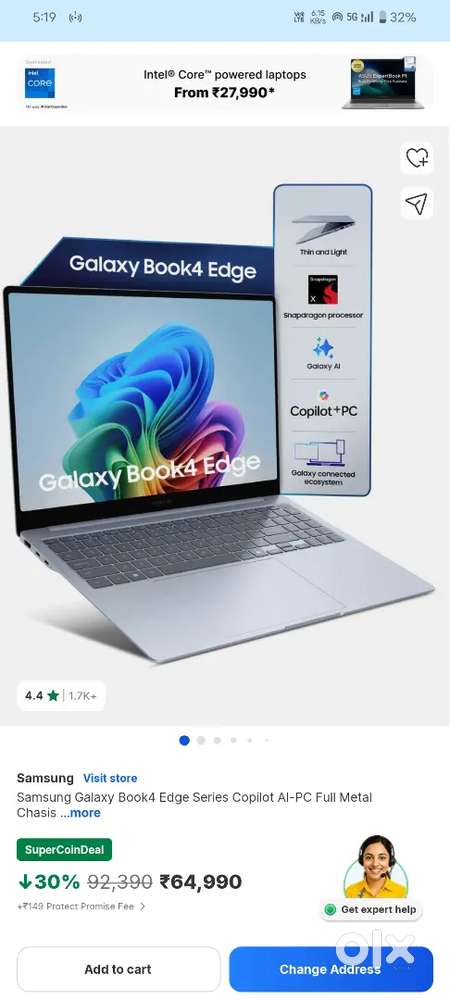 Samsung book 4 edge .. 2 months use only