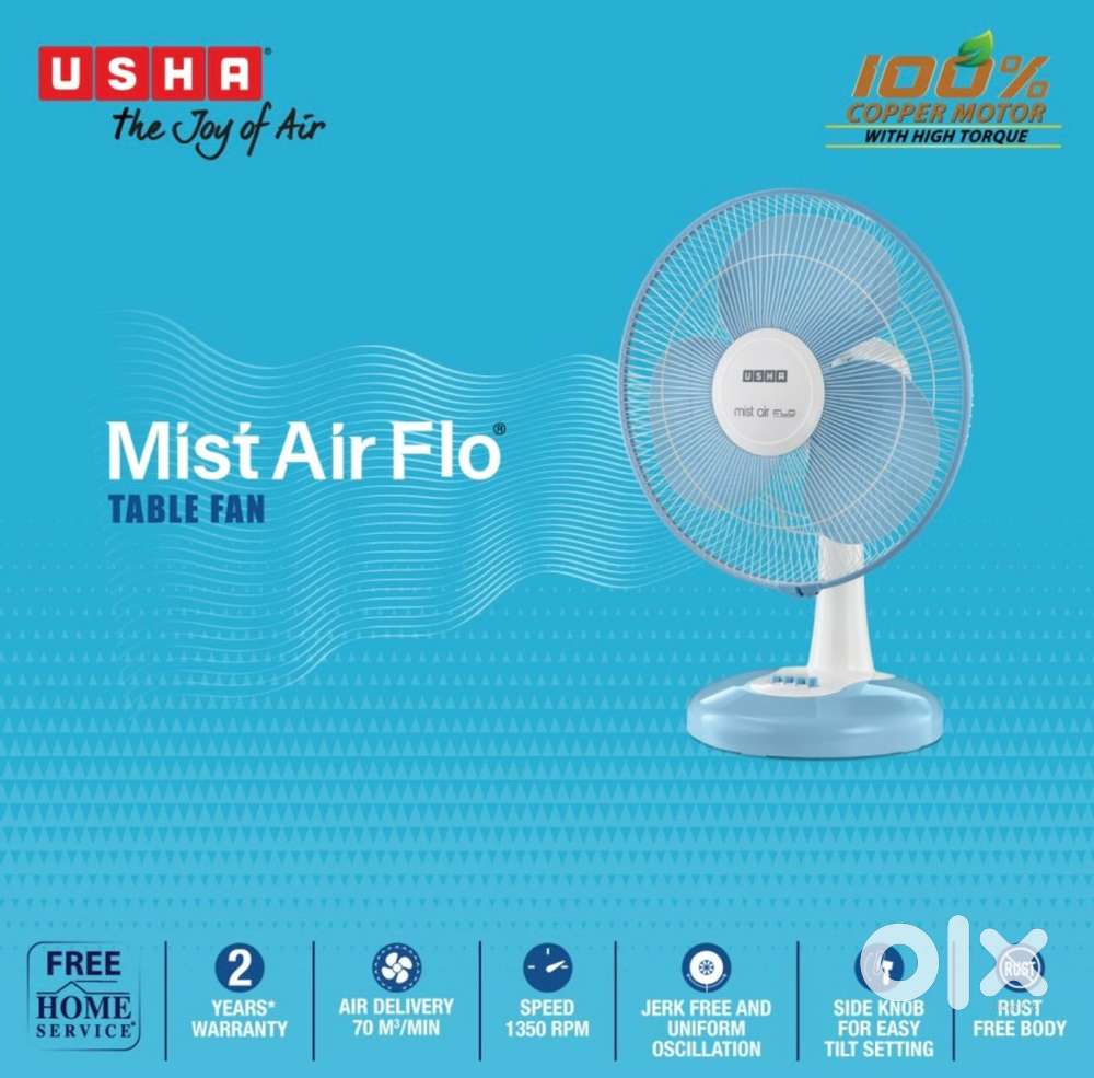 Brand New Usha High Speed Mist Air Flo Table Fan 2 Years Warranty.