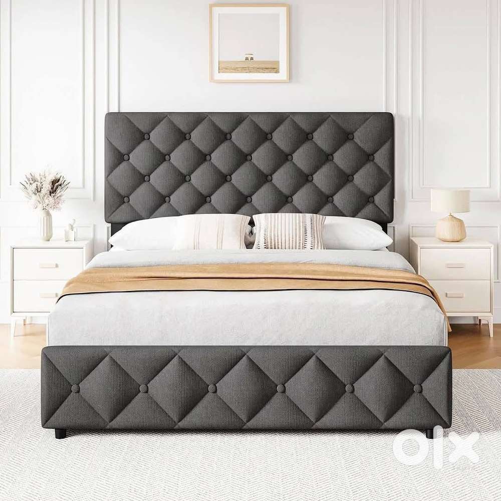 New best quality full cushions luxury design queen size bed with stora