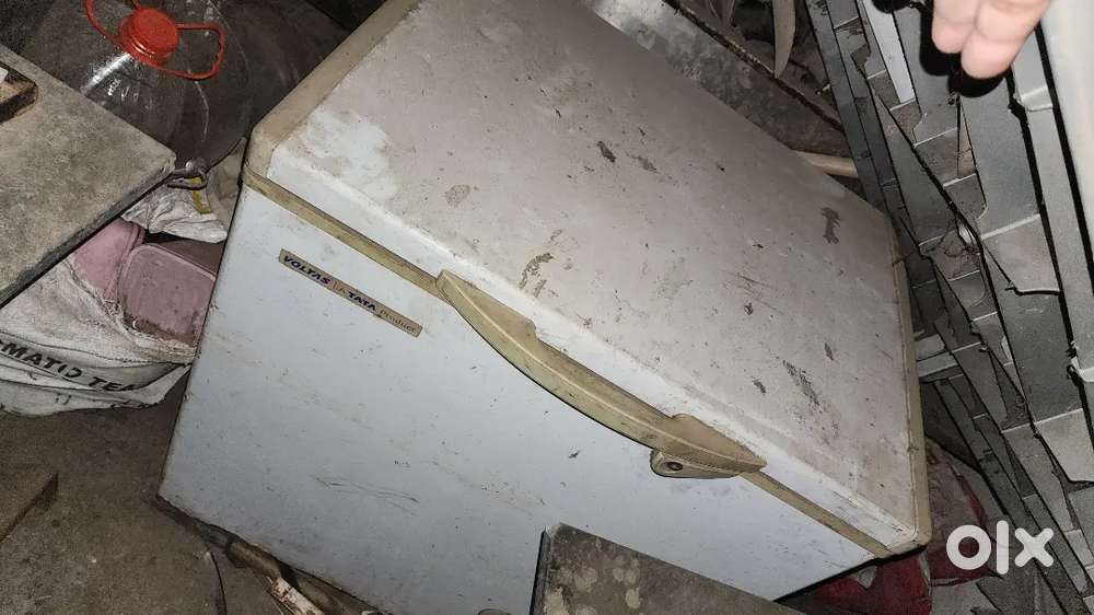 Double door fridge, Deep freeze, Granite top table, Wood cash counter