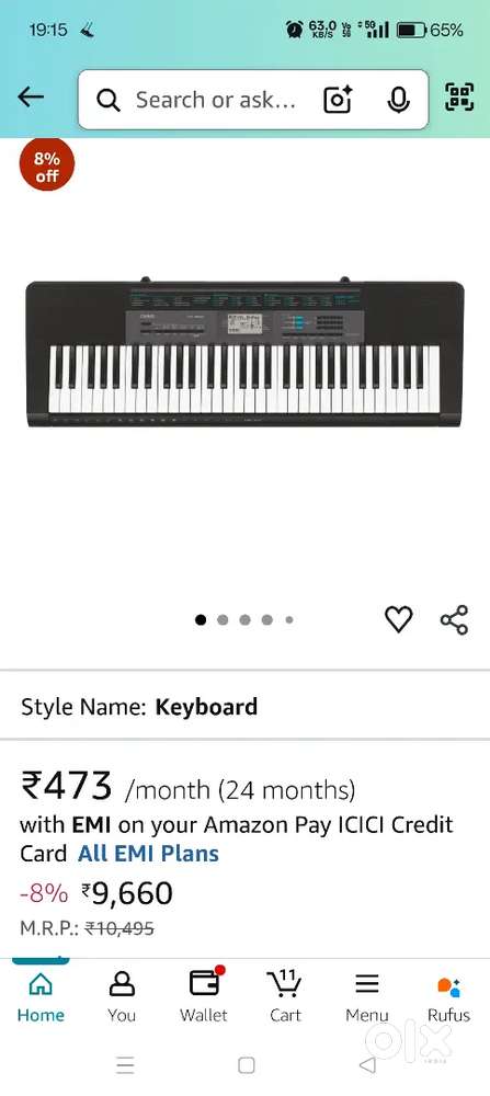 Casio ctk 2500 keyboard with bag
