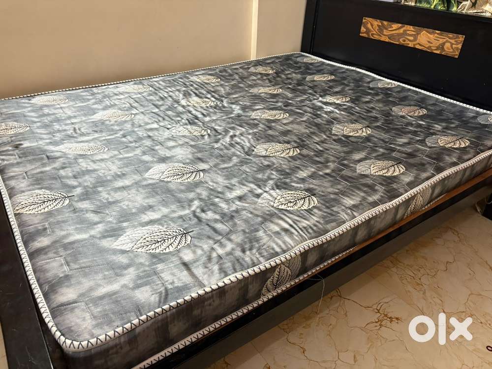 Queen Size Wooden Bed with Mattress for Sale - ₹11,000
