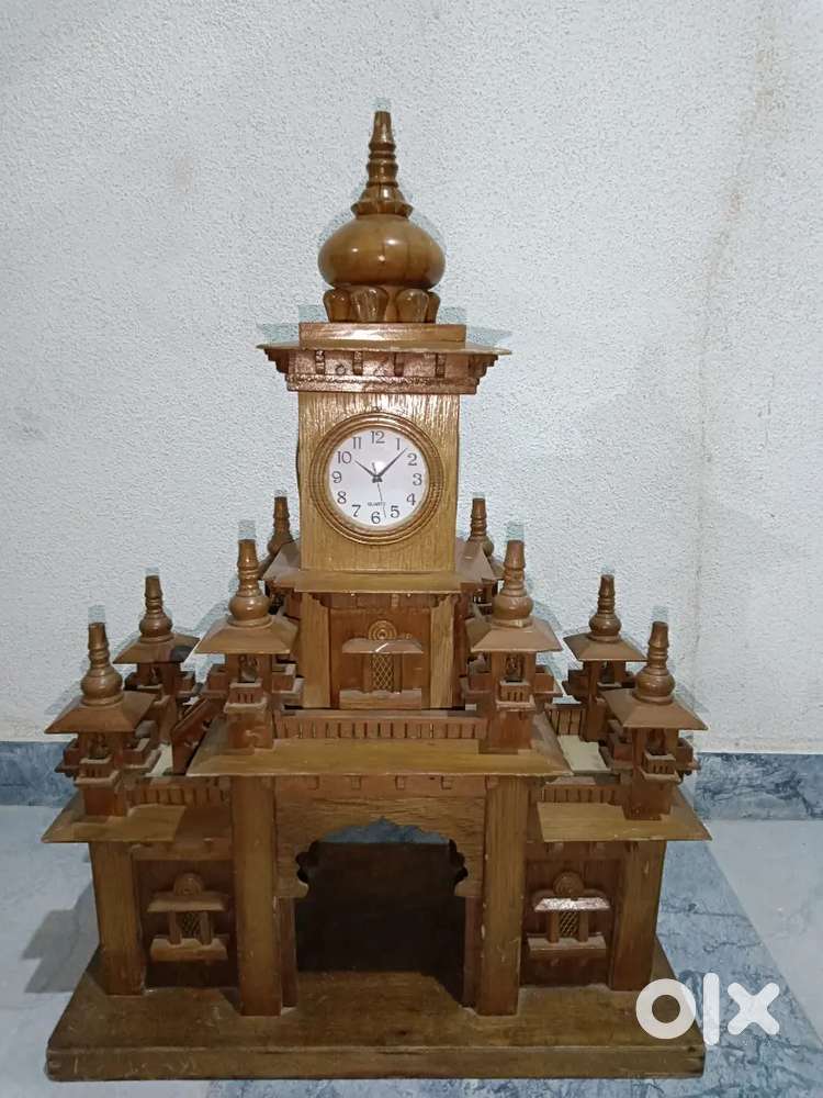 Home decor Antique Handcrafted Wooden Clock Tower (1990 Vintage Piece)