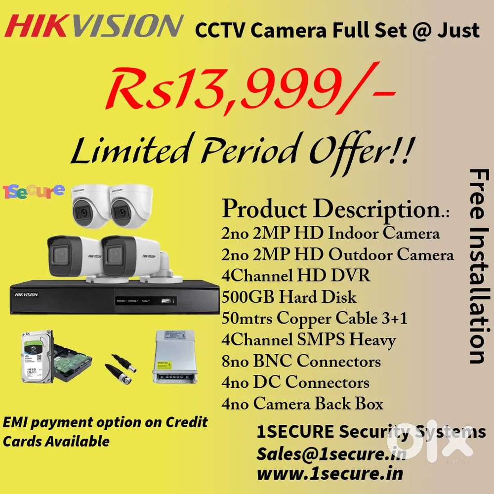 Brand New Hikvision HD Cctv camera full set @ just Rs13999/-