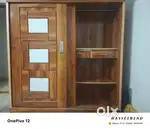 Wooden bed and wardrobe