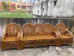 Cane sofa set 5 seater with table and glass