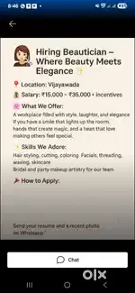 Need Beautician (Female)