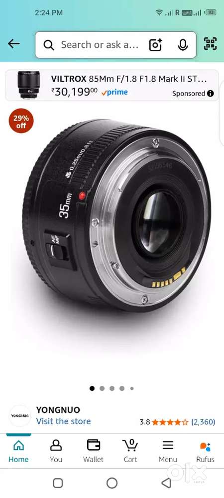 YN35mm F2 Lens 1:2 AF/MF Wide-Angle/Prime Auto Focus Lens for Canon EF