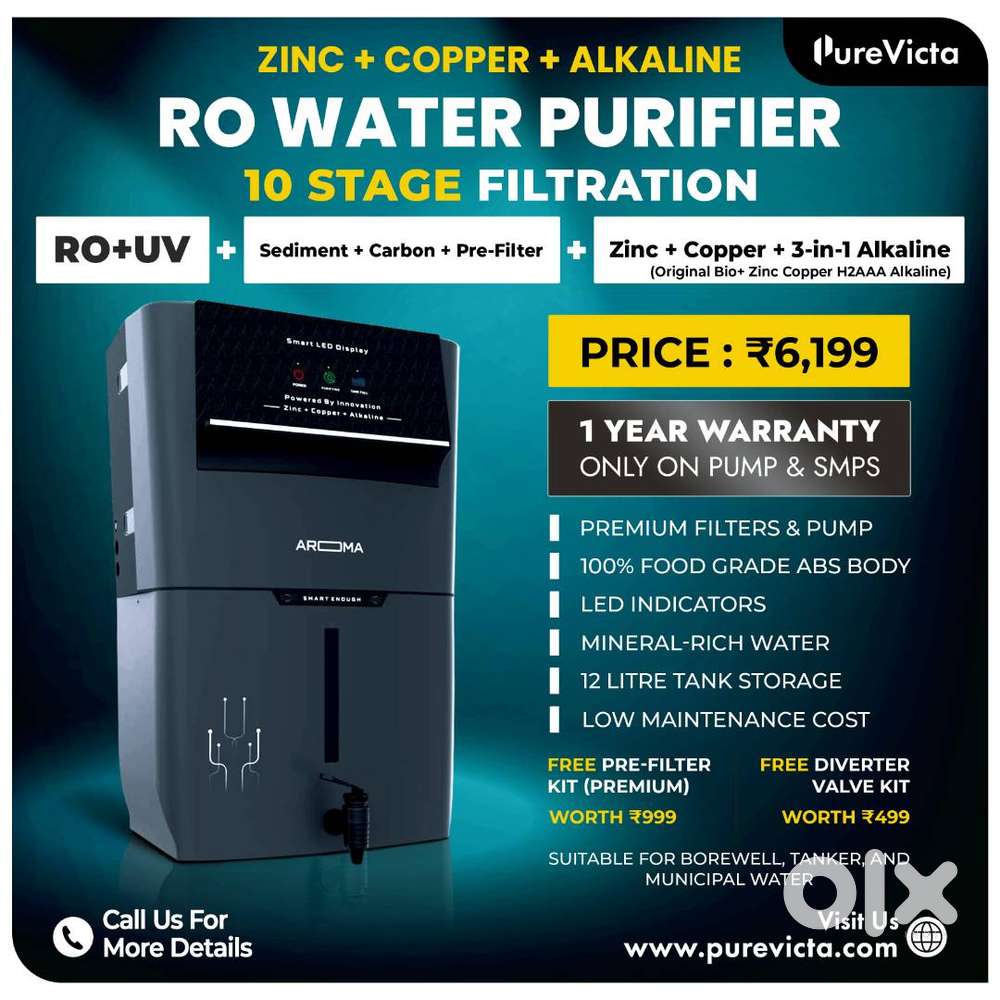 New RO Water Purifier, 10 Stages Filter, RO+UV+Alkaline+Copper+Zinc