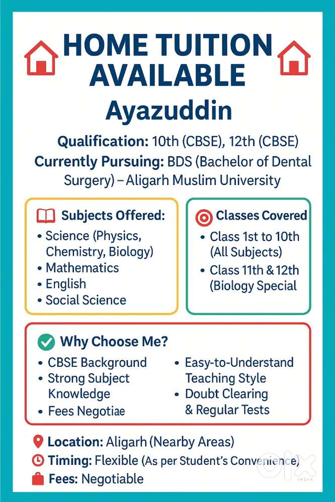 Teach all subjects form class 1st to 12th