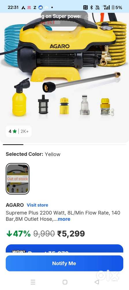 High pressure car and bike washer