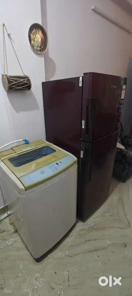 Samsung topload washing machine.Whirlpool fridge:double door