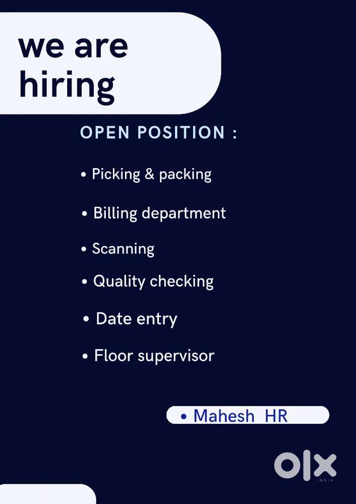 WE ARE HIRING SUPERVISOR EXECUTIVE FOR WAREHOUSE