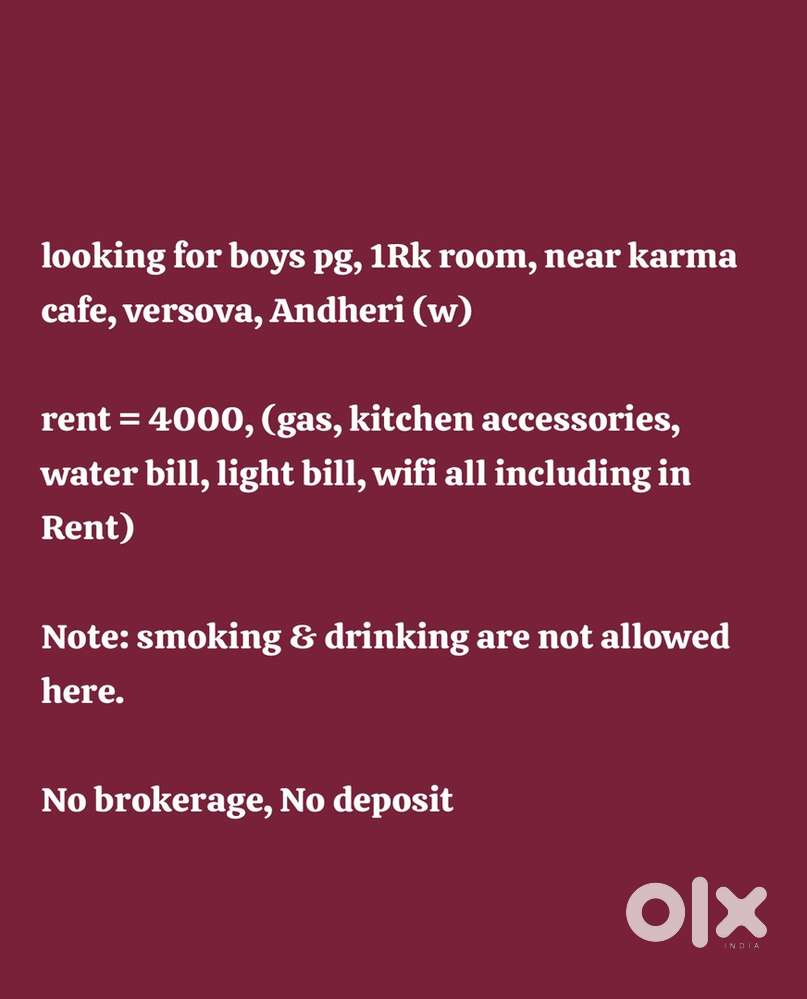 Pg available in versova