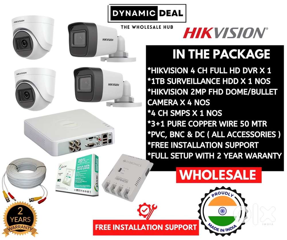 Hikvision 4 Cctv camera setup with installation