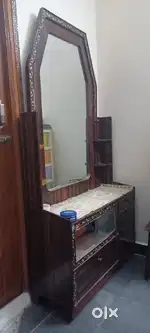 Wooden Dressing Table with Mirror and Storage