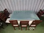 Rectangular Dining Table With Glass-top (D7) On Rent