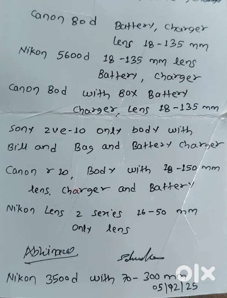 Canon r10, Canon 80d, Sony Zve10, nikon 3500d canon 760d,18-135 lens