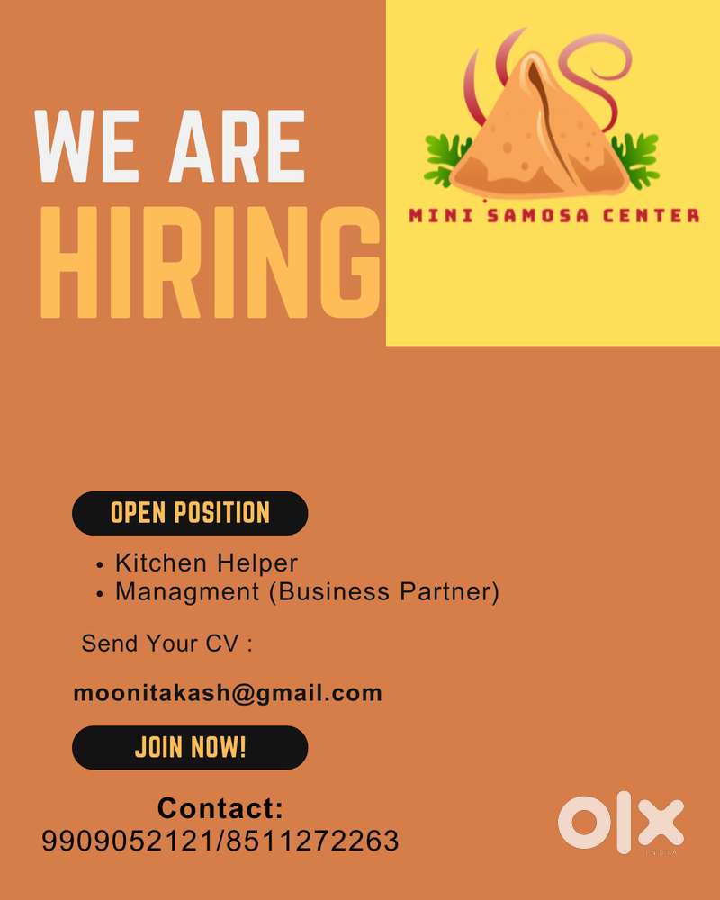 Mini Samosa Center is Hiring for Kitchen Helper