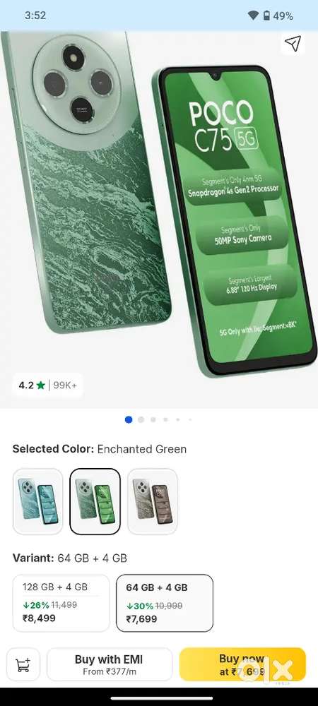 Poco C75 5G, 4Gb 64 sealed box piece Fix price one year warranty phone
