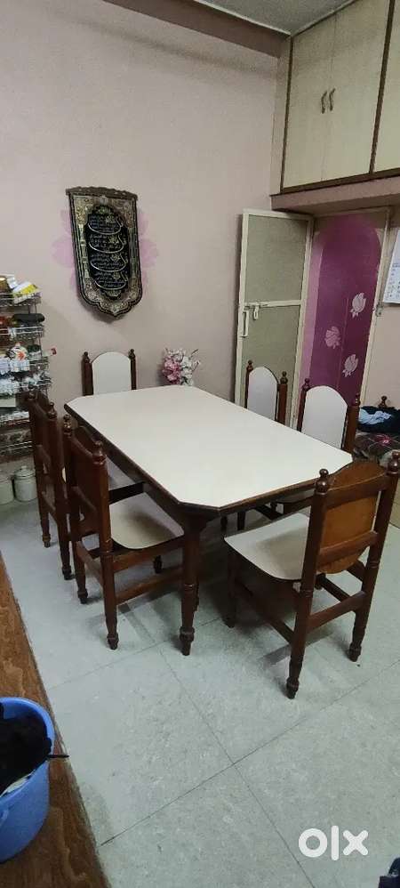 Teak wood dining table with chairs and sofa set