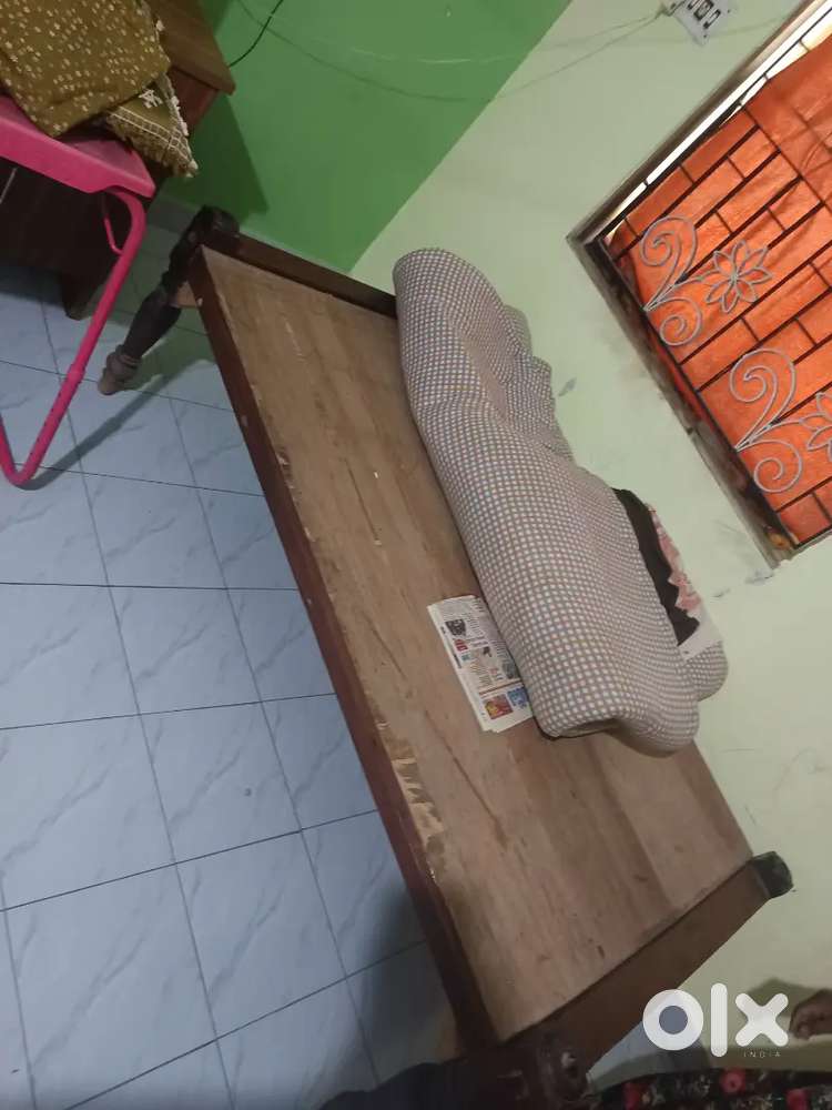 Pure teak wood cot black color..