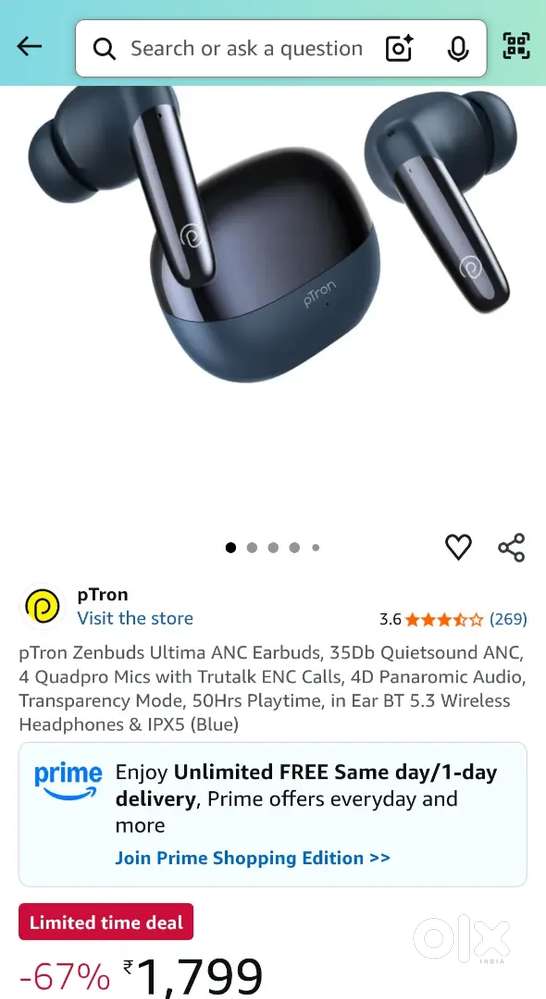 seal packed with 1 year warantty pTron Zenbuds Ultima ANC Earbuds