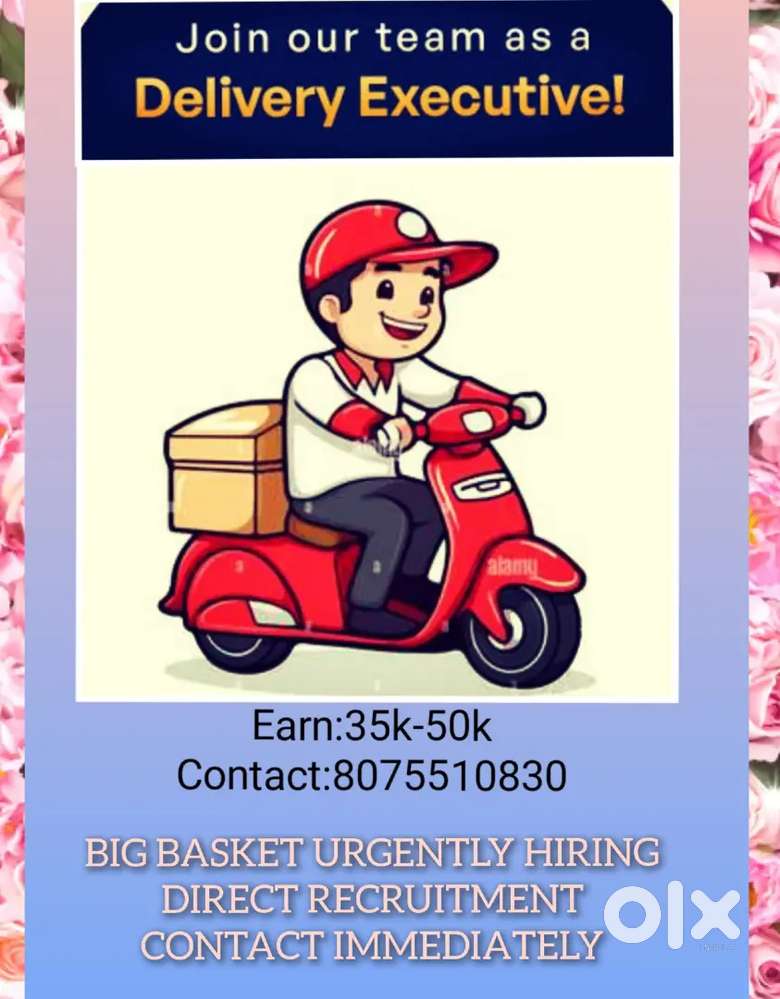 Big Basket Compnay hiring Delivery Executives. Direct Recruitment.