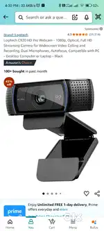 Logitech c920 Hd pro web cam 1080p