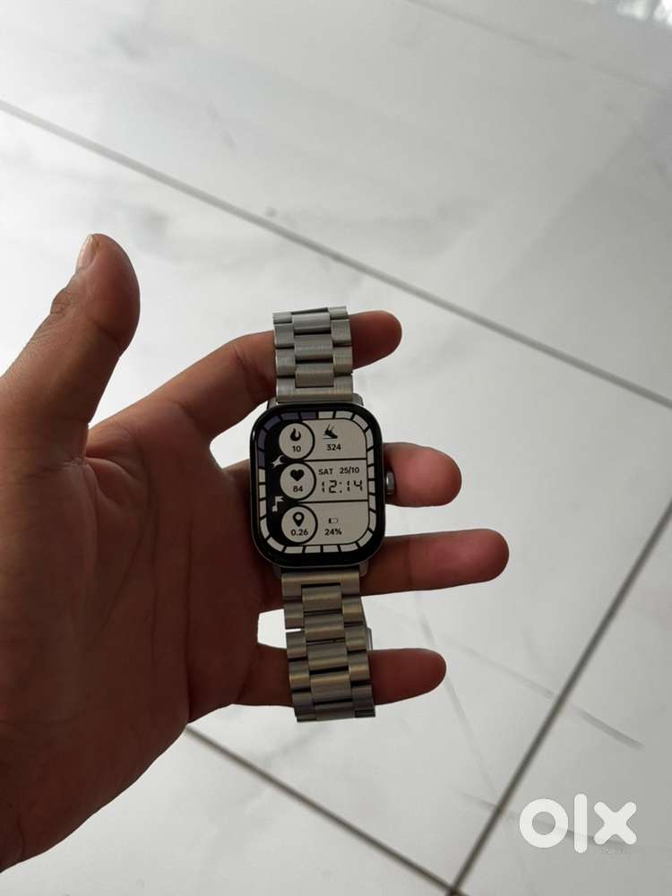 Fastrack radiant FX2 watch with 5.1 AMOLED display with silver strap