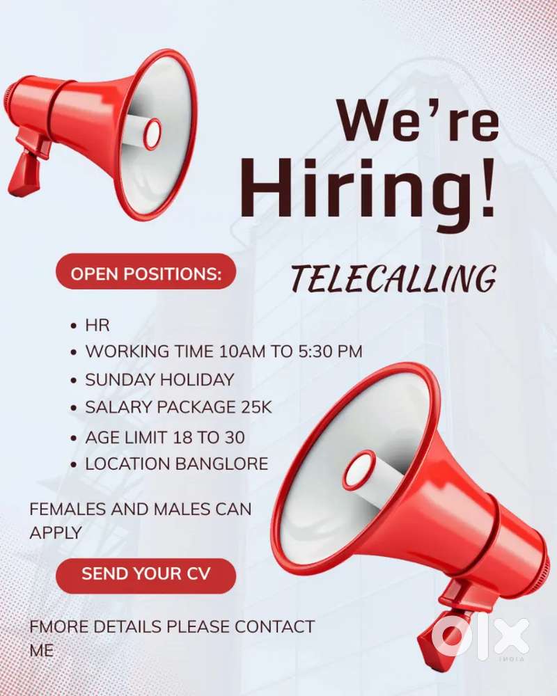 Now Hiring To female and male Telecallers