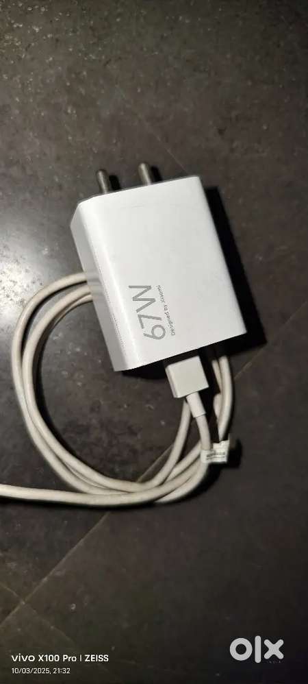 Mi 67 wat charger and with cable and vivo c to c Data cable brand new