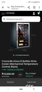 Mini fridge for Wine bottle cooler brand new