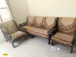 TV Unit & 5 Seater (3+2) Sofa Solid Wood