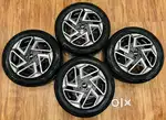 16 inch I20 Nline Diamond cut OEM Alloy wheels with CEAT tyre set of 4
