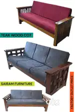 Sairam Furniture new model 3 seater teak wood sofa with cushion offer