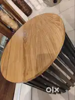 Modern Wooden Top Side Table with Metal Base