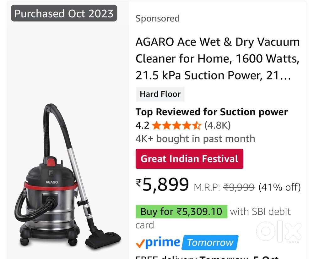 AGARO Ace Wet & Dry Vacuum Cleaner
