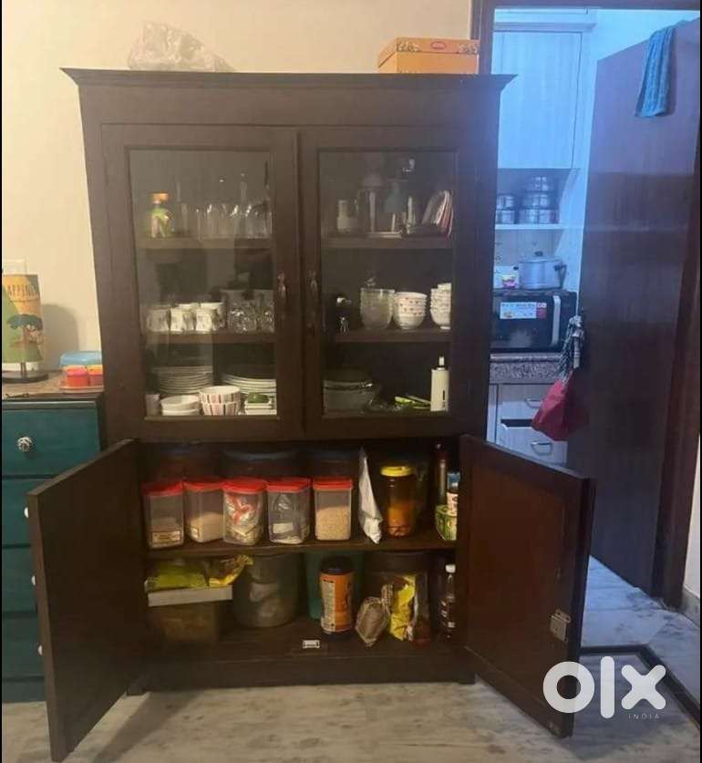 Wooden glass crockery Almirah wardrobe