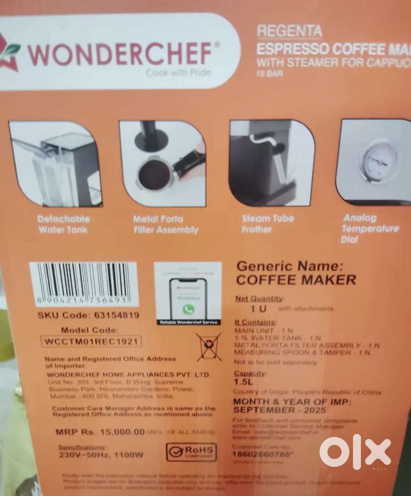 Wonderchef Regenta espresso coffee maker