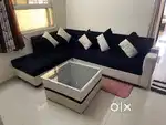6 seater L shape sofa with center table